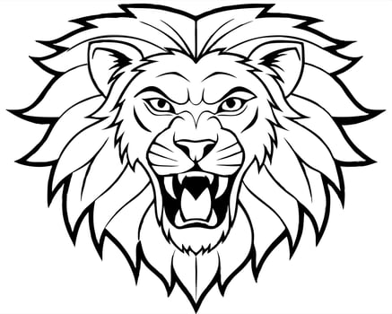 Lion head with open mouth coloring pages vector