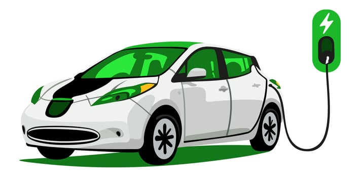 Electric car charging. Enviromental friendly vehicle. Eco design vector