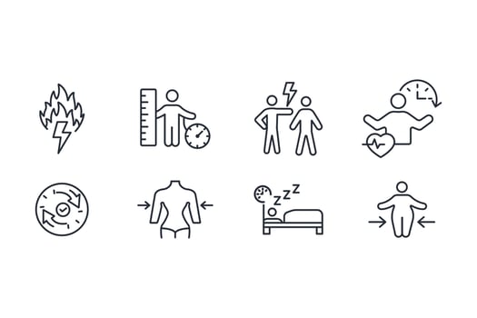 Weight loss icon set..Editable stroke.linear style sign vector
