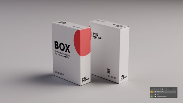 3D boxen packaging mockup front and back psd