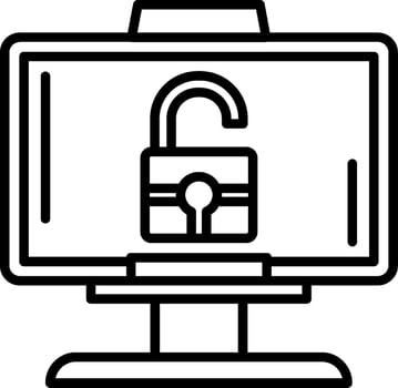 A computer with a padlock on it vector