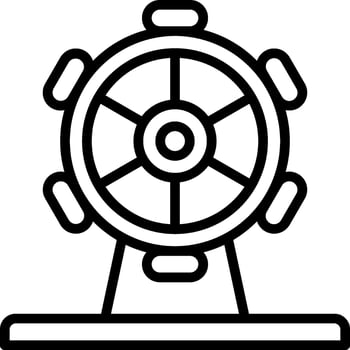 A black and white illustration of a wheel vector