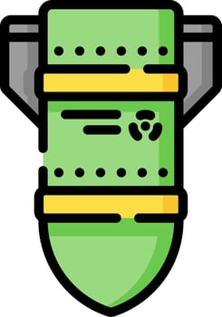 A green and yellow bomb icon vector
