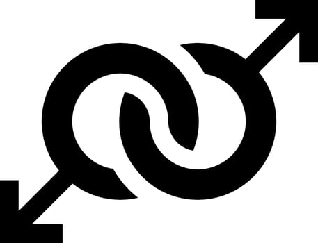 An arrow pointing to a symbol of a male and female vector