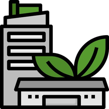 A building with a green plant on top vector
