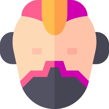 A cartoon man with a beard and pink hair vector