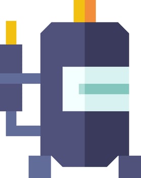 A flat icon of a robot with a yellow and blue light vector