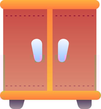 A red cabinet with two doors on it vector