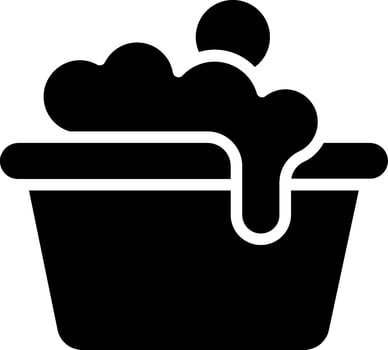 A black and white icon of a bucket with a black liquid vector