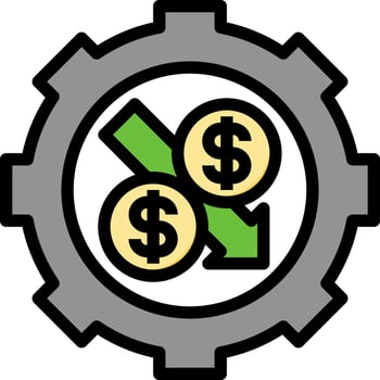 A gear with dollar signs on it vector