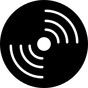 A black and white image of a circular disc with a wave pattern vector