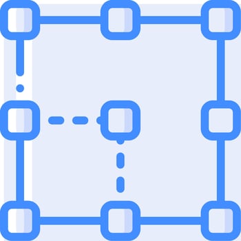 A square with blue lines and squares vector