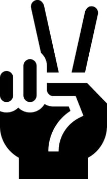 A black and white hand with a peace sign vector