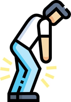 A man is bending over and holding his head vector