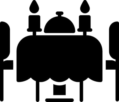 A black and white illustration of a table with chairs vector