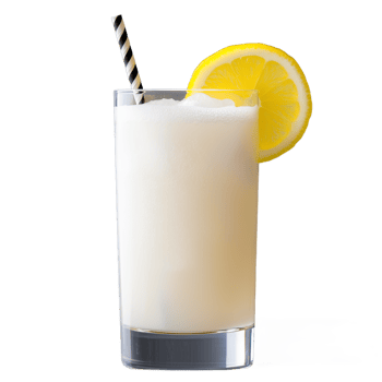 Refreshing lemon beverage in a glass with a straw and slice png