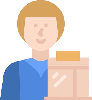 A man holding a box with a box inside vector