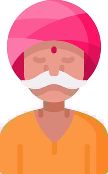 Indian man with mustache and pink turban vector