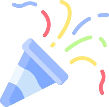 A colorful party hat with confetti coming out vector