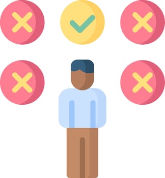 A man is surrounded by different colored circles vector