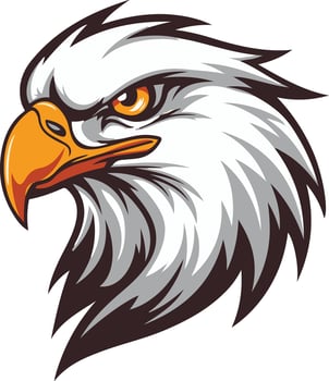 An eagle head with a big beak and yellow eyes vector