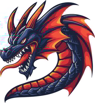 Dragon head with red and black stripes vector