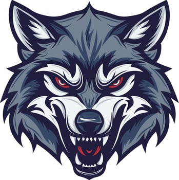 The wolf head is shown in a cartoon style vector