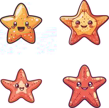 Cute cartoon starfish set illustration vector