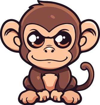 Cartoon monkey with big eyes and big mouth vector