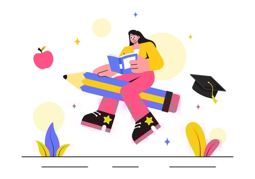 Books and School Items Illustration of Educational Themes in a Flat Cartoon Background vector