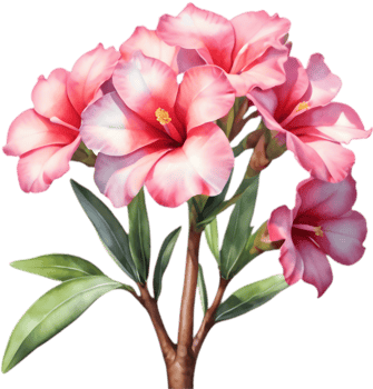 Vibrant Floral Art, Watercolor of Adenium Blossoms. . png