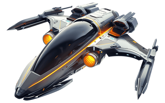 Advanced Sci-Fi Spaceship with Modern Orange Highlights png