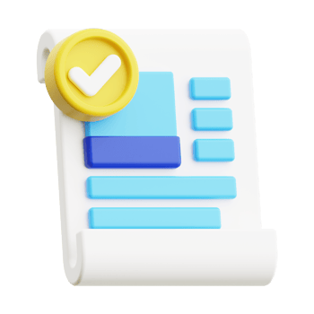 3d approved icon. White paper with check mark png