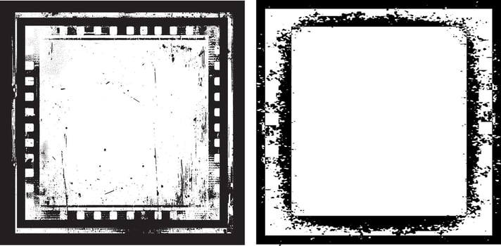 two black and white frames with grunge texture, grunge frame set vector