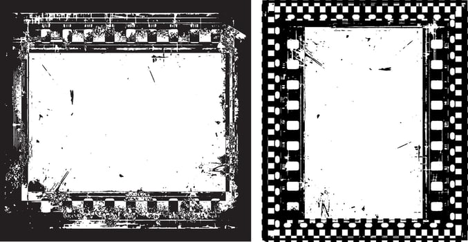 grunge frame background, black and white frame, vector