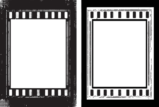grunge frame background, black and white frame, vector