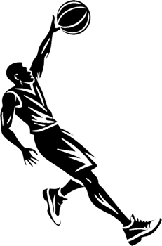 Basketball Player Stencil Silhouette. . png
