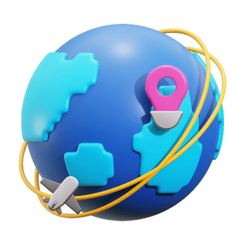 3d travel around the world icon. perfect for travel and adventure themed designs and concepts png