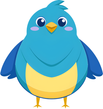 Fluffy bird cartoon clipart with happy expression and charm. . png