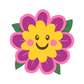 Cute Happy Smile Purple Sunflower Daisy Flower Floral in the Garden vector