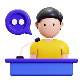 3d Conference icon. Perfect for presentations, public speaking, conferences, and communication themed designs png