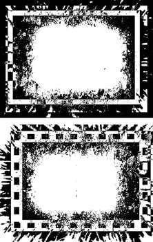 two black and white frames with a chain pattern, grunge frame with black and white stripes, grunge frame background, black and white frame, vector