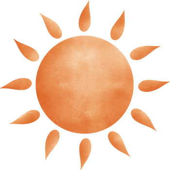 Sun drawn in a watercolor style. Hand drawn cartoon illustration on isolated background. png