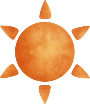 A Sun drawn in a watercolor style png