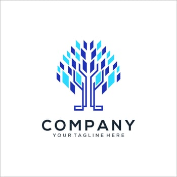 Abstract tree technology logo design vector