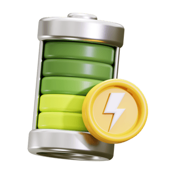3d Battery icon. Suitable for energy, power, technology, and innovation concepts png
