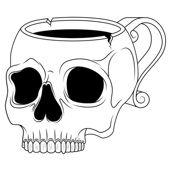 Human skull porcelain tea cup, skull coffee cup and saucer, demon blood drinking cup png