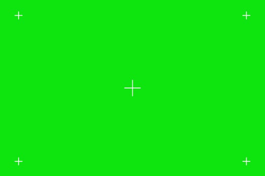 Green screen chroma key background, viewfinder camera frame, film screen template, overlay. Cinema display with grid. vector