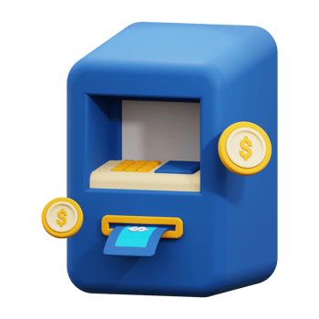 3d atm machine icon. suitable for financial concepts, banking, ATM services, money withdrawal, finance technology, and currency transactions png