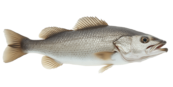 A fresh sea bass elegantly presented pristine surface for cooking png